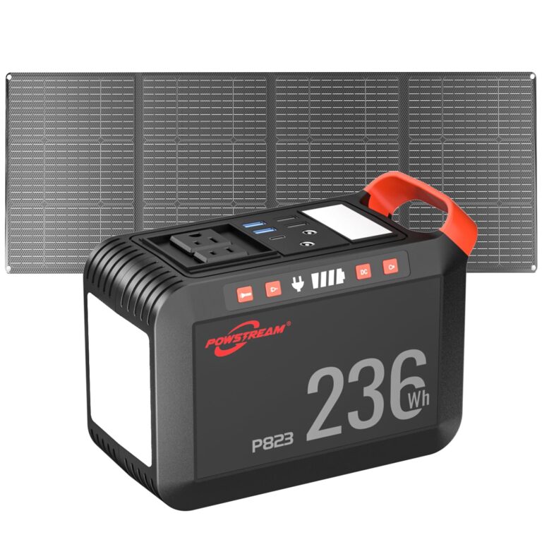 POWSTREAM 300W Solar Generator Power Station - 236Wh Portable Power Station with 60W Foldable Solar Panel Included, Pure Sine Wave Power Supply for Camping Emergency Home Blackout