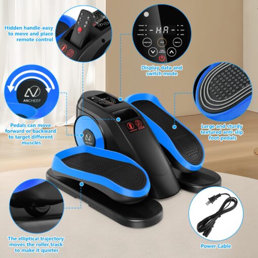 ANCHEER Under Desk Elliptical, Ellipse Leg Exerciser for Seniors Fully Assembled , Electric Seated Pedal Exerciser with Remote Control & 12 Adjustable Speed/Resistance - Image 3