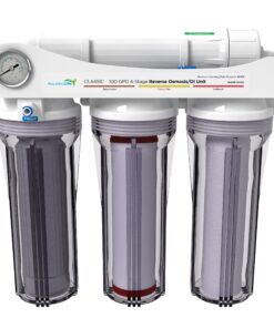 Aquatic Life 4-Stage Reverse Osmosis Deionization Water Filter System RO/DI Filtration Unit with Carbon Plus Cartridge, 100 GPD