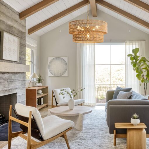 23.6" Boho Rattan Chandelier, 6-Light Large Rattan Pendant Light with 2-Tier Wicker Shade, Bohemian Farmhouse Ceiling Light Fixture Chandelier for Dining Room, Living Room, Bedroom, Kitchen Island - Image 3
