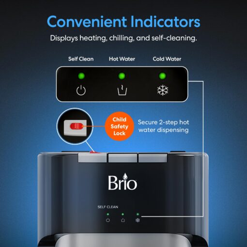 Brio Commercial Grade Bottleless Ultra Safe Reverse Osmosis Drinking Water Filter Water Cooler Dispenser-3 Temperature Settings Hot, Cold & Room Water - UL Approved – Point of Use - Image 4