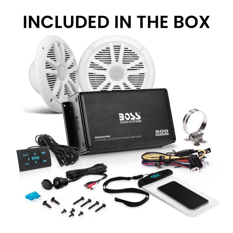 BOSS Audio Systems ASK902B.6 Marine Boat 6.5 inch Speakers and 4 Channel Amplifier Package - 500 High Output, Bluetooth Remote, Waterproof Pouch - Image 2