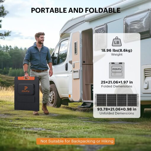 Upgraded 200 Watt Portable Solar Panel for Power Station,20V Foldable Solar Panel with Solar Angle Guide,23.5% High Efficiency IP67 Waterproof 4 Adjustable Kickstands for Camping RV Hurricane Blackout - Image 7