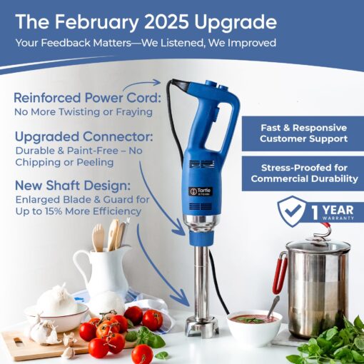 TK Commercial Immersion Blender, 500 Watt/.5 HP Variable Speed Motor, 16,000 RPM Heavy Duty with Performance Assurance - 12" - Image 7