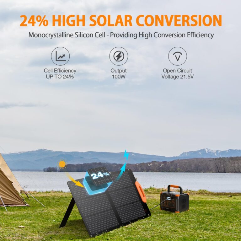 GRECELL 100W Solar Panel for Power Station Generator, 21.5V Portable Foldable Solar Panel with Fast Charger and Adjustable Kickstand Solar Cell Charger for Outdoor Camping RV Van Travel - Image 8