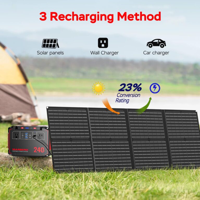 MARBERO Solar Generator 240Wh 300W Portable Power Station with Solar Panel 60W Included Backup Lithium Battery with AC Outlets for Camping Home Outdoor Emergency Hiking Travel - Image 4