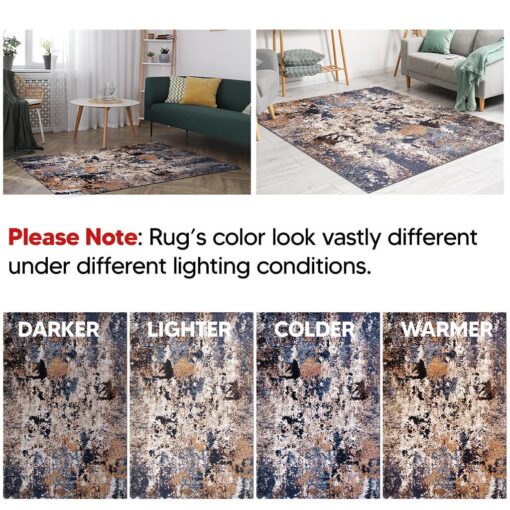 Keen Home Design Area Rugs - 10ft Round Non-Shedding, Abstract Rugs for Kitchen, Living Room, Bedroom, Dining Room, Entryway - Size: 10' Square, Multi - Image 4