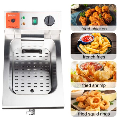 Valgus 1750W Stainless Steel Electric Deep Fryer 12L Large Capacity Countertop Kitchen Frying Machine with Basket & Lid, Drain System - Image 3