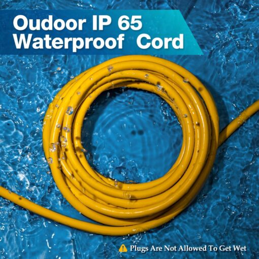 BBOUNDER 300 FT Super Size Outdoor Extension Cord Waterproof, 12/3 SJTW Heavy Duty 15A 1875W, Flexible 100% Copper 3 Prong Cords for Commercial Use and High Power Appliance, Yellow - Image 5