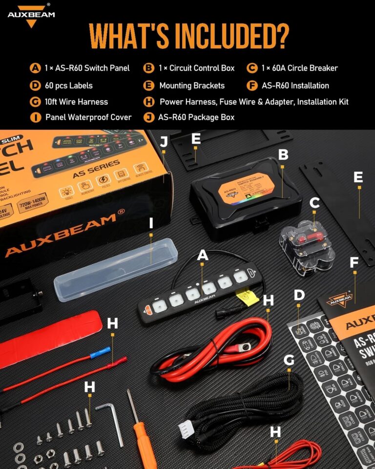 Auxbeam 6 Gang Slim Switch Panel RGB AS-R60 Automatic Dimmable Switch Panel with Toggle Momentary Pulsed LED Switch Pod Off Backlight 12-24V for Truck Offroad Car Boat Waterproof, 2-Year Warranty - Image 2