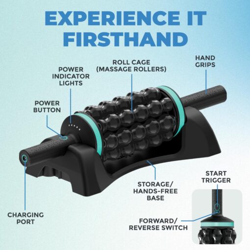 Chirp RPM Rolling Percussive Massager, Percussive Therapy, Whole Body Relief, Deep Tissue and Muscle Recovery, Percussion Massage, Rechargeable, Hands-Free Base, Powerful, 5-Speed Reversible Spin - Image 7