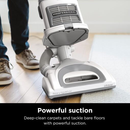 Shark Upright Vacuum, Navigator Lift-Away with Swivel Steering, HEPA Filter, XL Dust Cup, Pet Power, Dusting Brush, and Crevice Tool, Perfect for Pet Hair, White/Silver, NV356E - Image 3