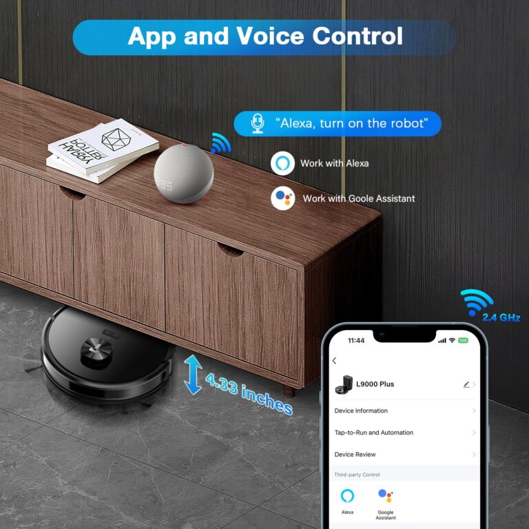 Tikom Robot Vacuum and Mop Combo L9000 Plus, Self-Emptying, 60-Day Capacity, LiDAR Navigation, Home Mapping, 4000Pa,150Min Max, Schedule, Wi-Fi/App, Robotic Vacuum Cleaner for Pet, Hard Floors, Carpet - Image 2