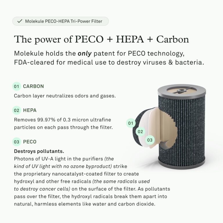 Molekule PECO-HEPA Tri-Power Filter Air Pro | Air Purifier Replacement Filters for Smoke, Mold, Bacteria, Viruses, Allergens & Other Pollutants for Clean Air - Gray - Image 2