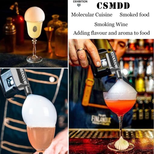 CSMDD Vapour Blaster Cocktail Bubble Smoke Gun, Smoke Gun Kit with 5-Flavor Aromas, USB Charging Bubble Gun for Professional Bar Mastery - Image 7