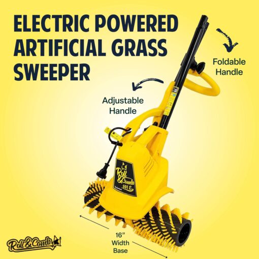 Artificial Turf Sweeper Broom by Roll & Comb, Corded Electric Power Rake for Artificial Grass, Fake Grass Cleaner for Dogs, Model 141e, 10.6lb. - Image 6