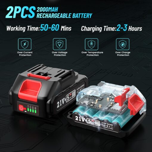 Seesii PS610 2-IN-1 Cordless Pole Saw & Mini Chainsaw, 6-Inch Brushless Chain Saw with 2x 2.0Ah Battery, 16-Foot MAX Reach Brach Tree Saw with Extension Pole for Wood Cutting Garden 2024 UPGRADE - Image 6