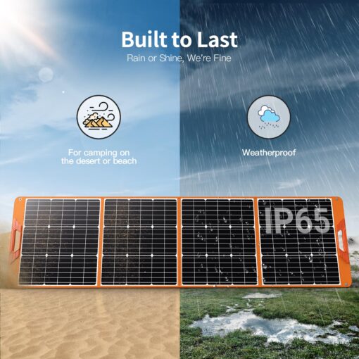 200 Watt Portable Solar Panel for Power Station Generator, 18V IP65 Waterproof 4 Kickstands Foldable Solar Panel, Solar Charger with MC4 Cable and USB Outputs for Outdoor Trip RV Camping Off Grid - Image 2