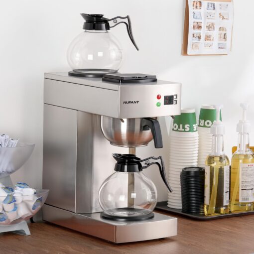 NUPANT 12-Cup Coffee Maker 1.8L Commercial Drip Coffee Maker Pour Over Coffee Machines with 2 Glass Carafes and 2 Warmers Plate Stainless Steel Coffee Brewer for Cofe Bar and Restaurant - Image 6