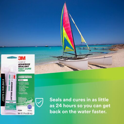Lumitec SeaBlaze Mini LED Surface Mount Underwater Boat Light, 2 Per Pack, Blue - 101246 & 3M Marine Adhesive Sealant Fast Cure 4200 (05260) – Semi-Permanent Flexible Adhesive Sealant 3 Ounces - Image 2