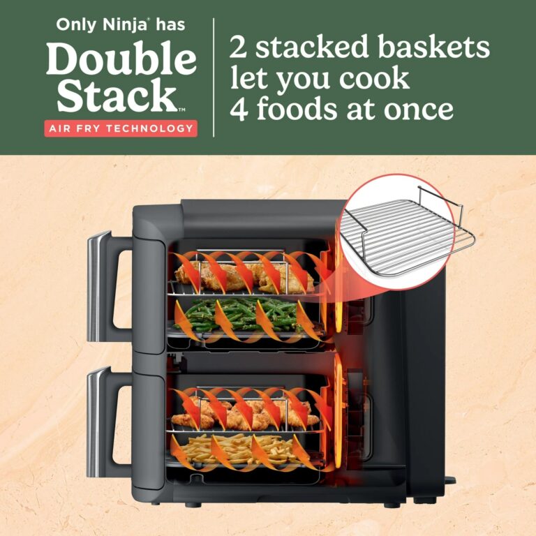 Ninja SL400 DoubleStack XL 2-Basket Air Fryer, Cooks 4 Foods at Once, Compact Design, 10 QT, 4-in-1, Smart Finish & Match Cook, Air Fry, Broil, Bake, Easy Meals, Easy Clean, Grey (Renewed) - Image 9