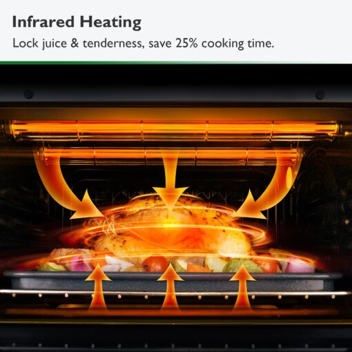 VAL CUCINA Infrared Heating Air Fryer Toaster Oven Combo, with Non-toxic Enamel-coated Interior, Extra Large Countertop Convection Oven 10-in-1 Combo, 6-Slice Toast, Enamel Baking Pan Easy Clean - Image 6