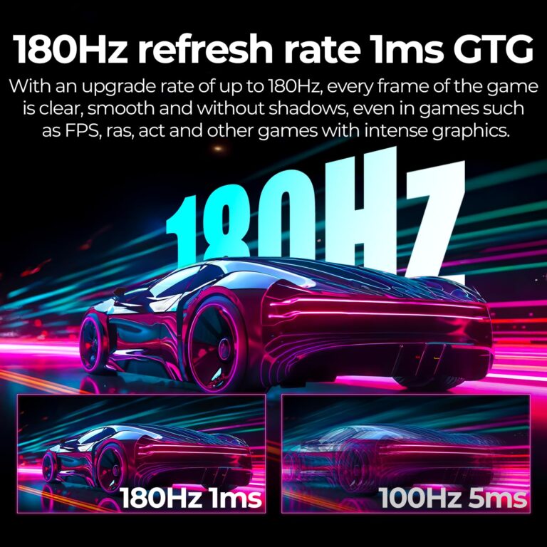 Gawfolk 32 inch Curved Monitor 144hz/180hz Gaming Monitor 1500R QHD (2560x1440p) 2k Computer Monitor Screen with FreeSync, DisplayPort, HDMI, Wall Mountable - Image 6