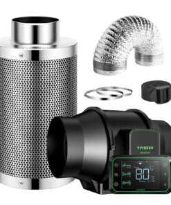 VIVOSUN Smart Air Filtration PRO S6 Kit 6", AeroZesh S6 Inline Duct Fan w/GrowHub E42A Temp. Humidity WiFi-Controller, Carbon Filter & Ducting, Cooling & Ventilation System for Grow Tent, Hydroponics