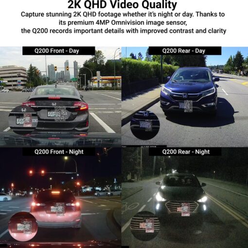 THINKWARE Q200 2CH Dash Cam 2K Front 1080P Rear Car Dashboard Camera, WiFi, WDR, Speed Red Light Alerts, ADAS, 256GB Max, Parking Monitor, Night Vision (32GB MicroSD, 12V Cigar, Hardwiring Cable, GPS) - Image 7