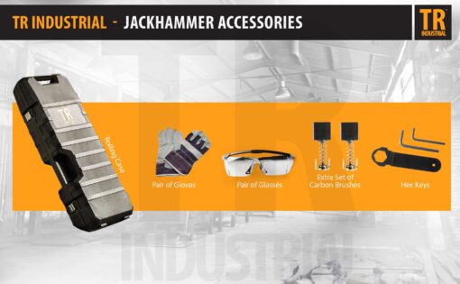 TR Industrial TR89105 Original Demolition Jack Hammer with Point and Flat Chisel Bit, Silver - Image 4