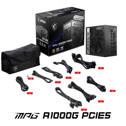 MSI MPG A1000G PCIE 5 & ATX 3.0 Gaming Power Supply - Full Modular - 80 Plus Gold Certified 1000W - 100% Japanese 105°C Capacitors - Compact Size - ATX PSU (Renewed) - Image 2