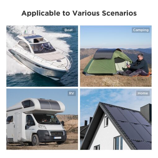 200W Flexible Portable Solar Panel, Ultra Lightweight 2PCS 100 Watt 12V Mono Solar Panel Kit, Callsun 23% High Efficiency Ultra-bandable 182 PERC Cell for RV Camping Caravan Boat Home(Black) - Image 2