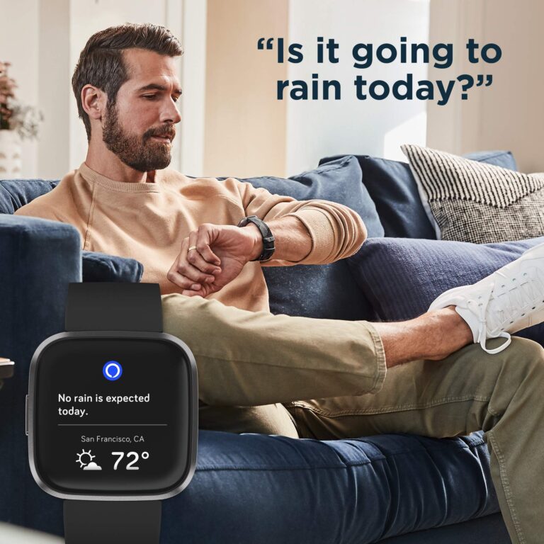 Fitbit Versa 2 Health and Fitness Smartwatch with Heart Rate, Music, Alexa Built-In, Sleep and Swim Tracking, Black/Carbon, One Size (S and L Bands Included) - Image 4