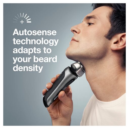 Braun Electric Razor for Men, Series 8 8457cc Electric Foil Shaver with Precision Beard Trimmer, Cleaning & Charging SmartCare Center, Galvano Silver - Image 4