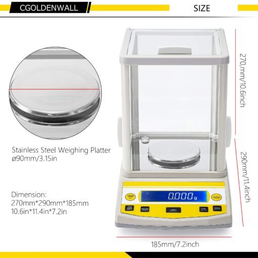 CGOLDENWALL Digital Analytical Balance High Precision Scale Digital Electronic Balance Scale for Laboratory Pharmacy 110V (300g 1mg) - Image 5