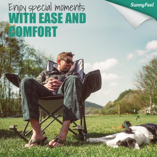 SUNNYFEEL Oversized Heated Camping Chair 2 Pack, Folding Rocking Camping Chairs with Luxury Padded Recliner,Carry Bag, 500 LBS Heavy Duty for Lawn/Outdoor/Picnic/Patio, Portable Rocker Camp Chair - Image 6