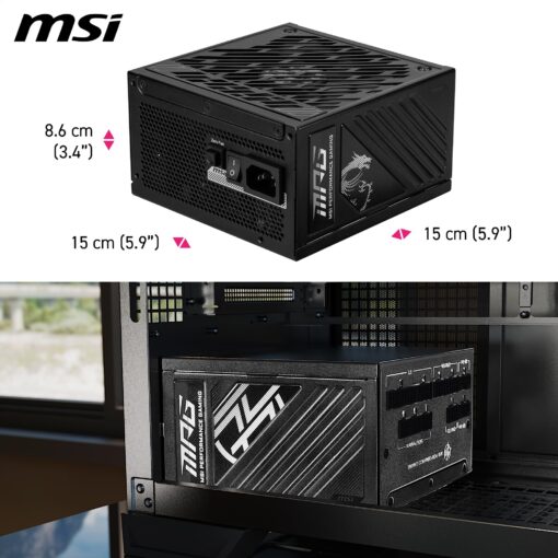 MSI MPG A1000GS PCIE5 ATX 3.1 Gaming Power Supply - Full Modular - 80 Plus Gold Certified 1000W - 100% Japanese 105°C Capacitors - ATX PSU - 10 Year Warranty - Image 3