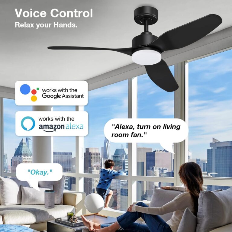 Hoenofly 48” Smart Ceiling Fans with LED Lights Remote,Quiet DC Motor,Dimmable,Outdoor Indoor Modern Ceiling Fan Controlled by WIFI Alexa App,3 Black Blades for Bedroom Living Room Patio Porch - Image 7