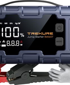 TREKURE 10-in-1 Car Battery Jump Starter with Air Compressor 6000A 160PSI 45W Charger, Jump Starter Jump Box (All Gas 12L Diesel), Car Battery Jumper Starter Portable Jumper Cables, Gloves, Lights