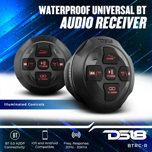 DS18 MP4TP.4A 4" 600W Bluetooth Marine Tower Speakers with Amplifier and Remote - Image 7