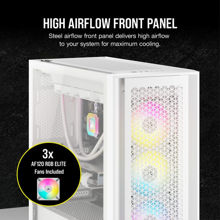 Corsair 5000D Airflow Mid-Tower Case - 3 RGB Fans - Lighting Controller - High-Airflow Design - RapidRoute Cable Management - True White - Image 6