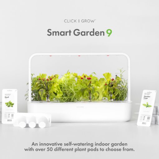 Click & Grow Indoor Herb Garden Kit with Grow Light | Easier Than Hydroponics Growing System | Smart Garden for Home Kitchen Windowsill | Vegetable & Herb Garden Starter Kit with 9 Plant pods, Gray - Image 3