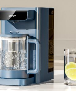 KOVIET CF02 10 Stage Reverse Osmosis Water Filter Countertop, 6-in-1 Hot Water RO Water Filtration System with Bottle, 3:1 Pure to Drain Ratio, Portable Water Filter, No Installation, Blue