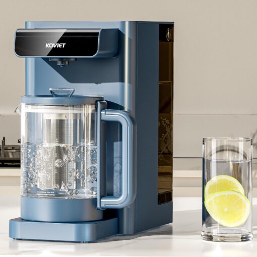 KOVIET CF02 10 Stage Reverse Osmosis Water Filter Countertop, 6-in-1 Hot Water RO Water Filtration System with Bottle, 3:1 Pure to Drain Ratio, Portable Water Filter, No Installation, Blue