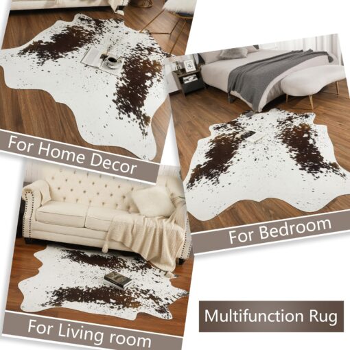 AROGAN White 6×7.2 Feet Faux Cow Print Rug Large - Cow Print Area Rug with No-Slip Backing, Large Animal Skin Rugs for Living Room, Offfice, Room Decor, Spots - Image 2