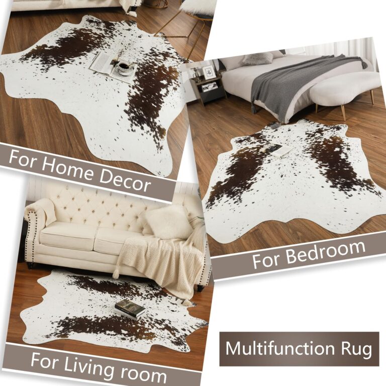AROGAN White 6×7.2 Feet Faux Cow Print Rug Large - Cow Print Area Rug with No-Slip Backing, Large Animal Skin Rugs for Living Room, Offfice, Room Decor, Spots - Image 2