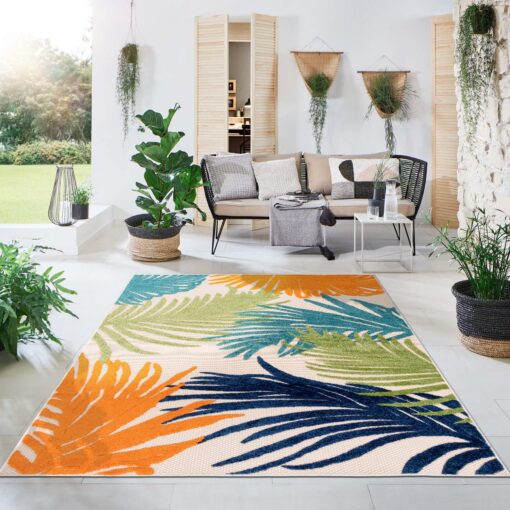 Rugshop Lucca Contemporary Floral Indoor/Outdoor Area Rug 7'10" x 10' Multi - Image 3
