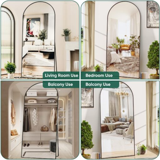 Antok Arched Full Length Mirror, 76"x34" Arched Floor Mirror, Glassless Mirror Full Length with Stand, Floor Mirrors Freestanding, Wall Mounted Mirrors for Bedroom Living Room, Black - Image 2