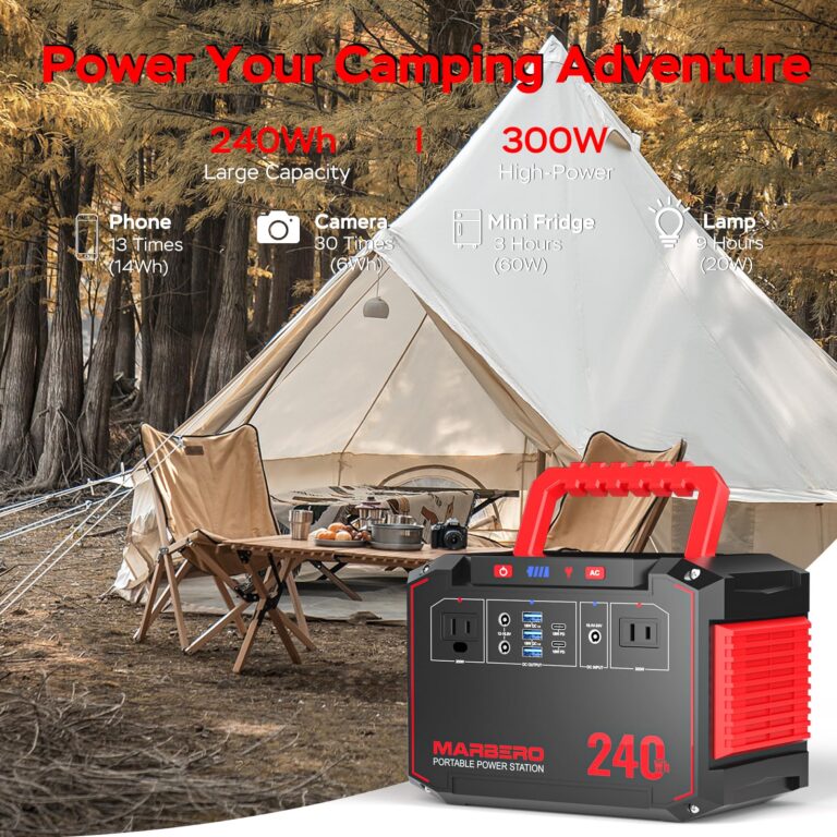 MARBERO Solar Generator 240Wh 300W Portable Power Station with Solar Panel 60W Included Backup Lithium Battery with AC Outlets for Camping Home Outdoor Emergency Hiking Travel - Image 6