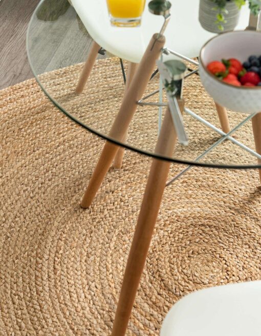 FRELISH DECOR Handwoven Jute Area Rug - 8 feet Round - Natural Yarn - Rustic Vintage Beige Braided Reversible Rug - Eco Friendly Rugs for Bedroom - Kitchen - Living Room - Farmhouse (8' Round) - Image 3